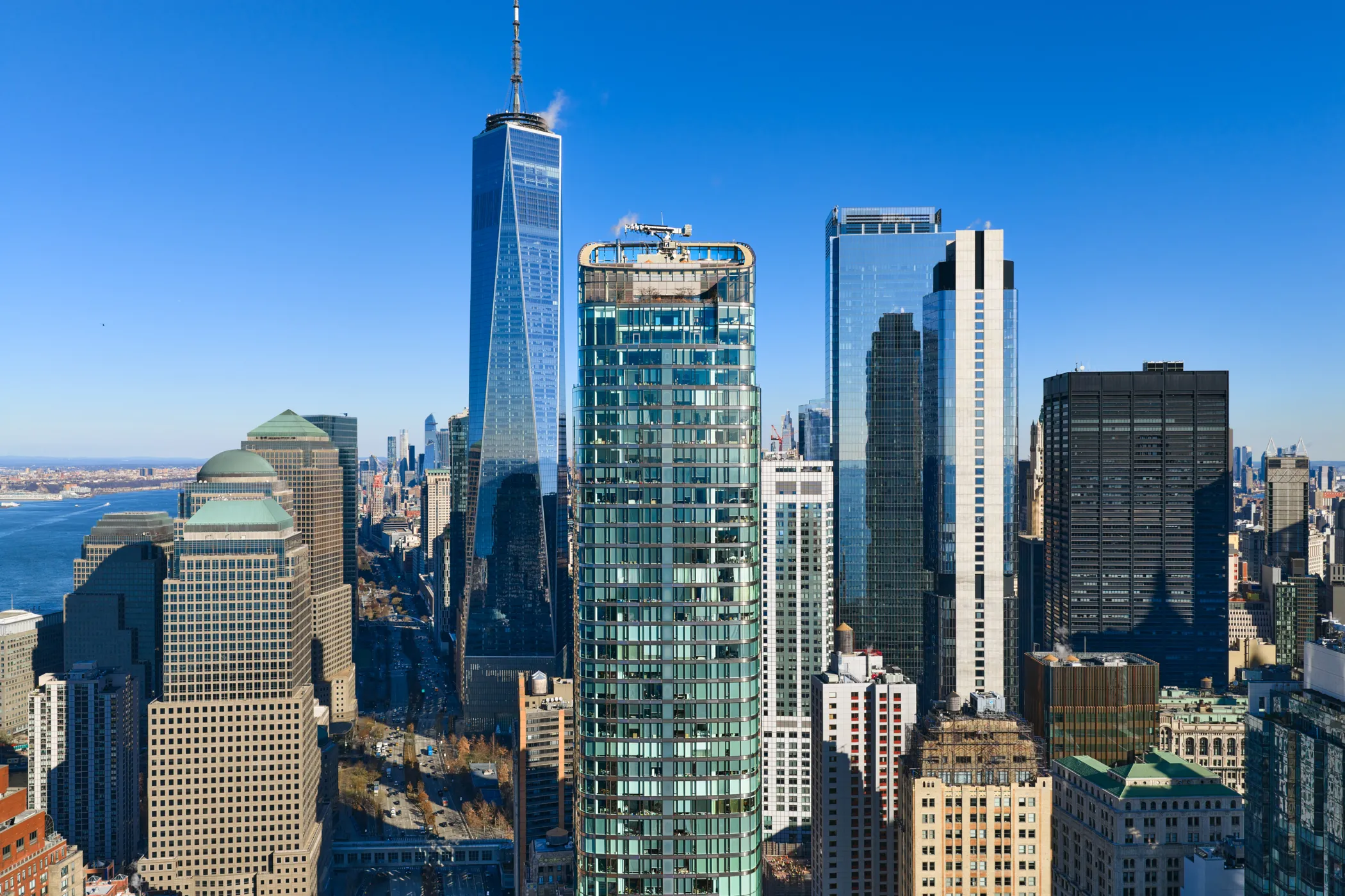 50 West NYC Condo Exterior against New York City Skyline