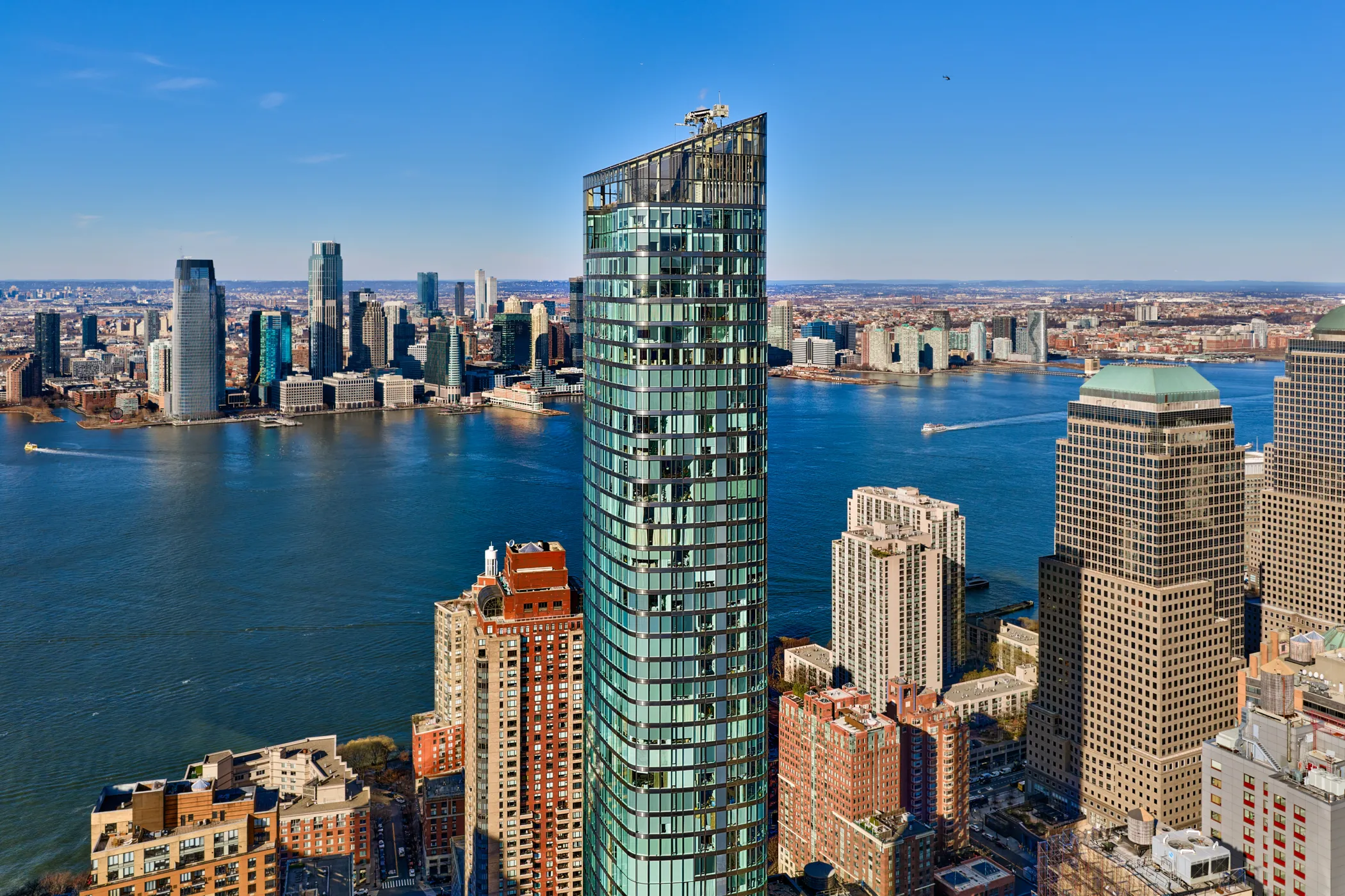 50 West NYC Condo Exterior against New York City Skyline